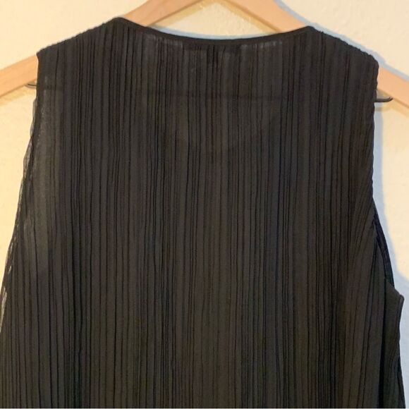 Madewell Tank Top Women’s Small Black Sheer Lined Crinkle Button Hole Tie Swing. - Picture 5 of 16